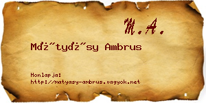 Mátyásy Ambrus névjegykártya
